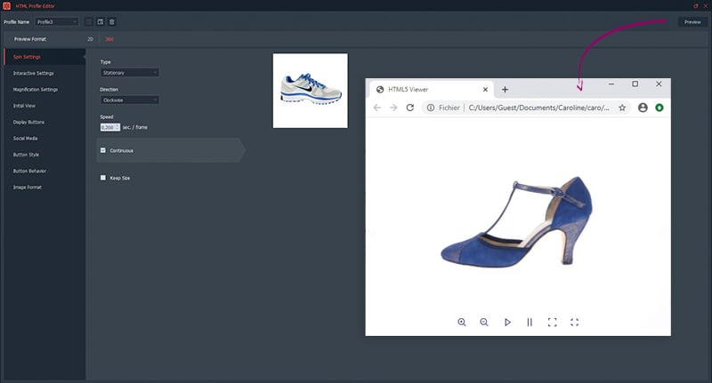 How to customize a 360° shoe animation?