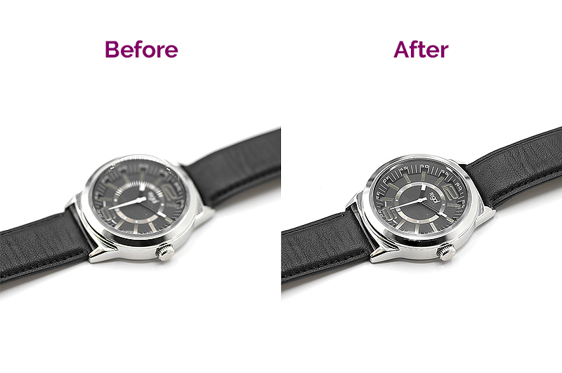 Avant et après un focus stacking manuel de montre