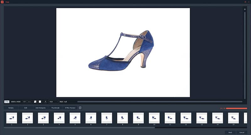 De 360° animatie van schoenen is van start
