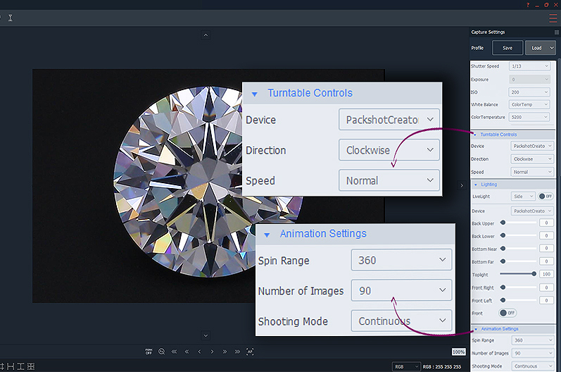 creating 360 diamond brilliance view with PackshotMacro DIS