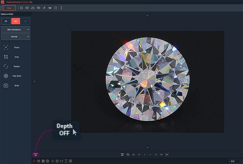 focusing loose diamond for sparkle view
