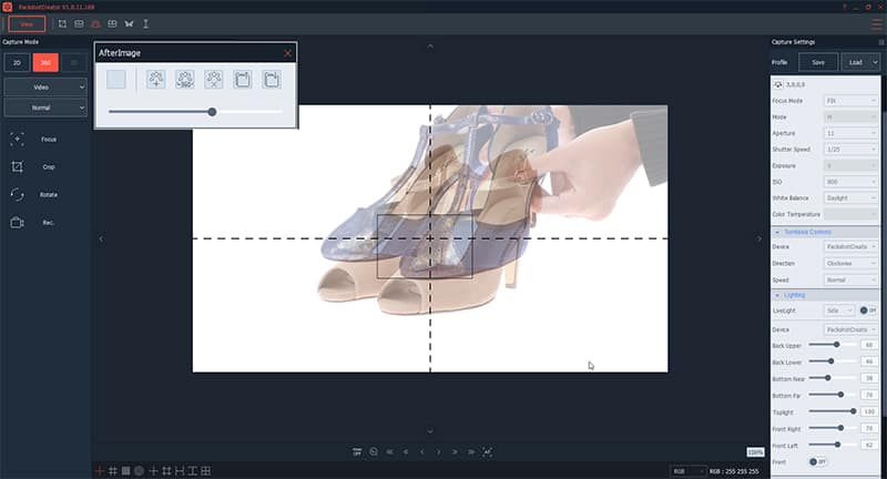 How to create a 360 animation of shoes with a ghost image feature