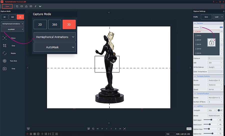creating 3D animations of art and antique items with automask